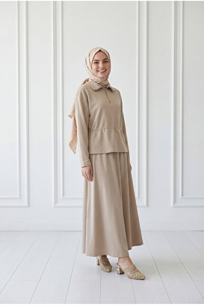 BENAHOLL Σετ Ilgaz με μισό φερμουάρ και φούστα με σούρες στα πλαϊνά - MF1874 ...