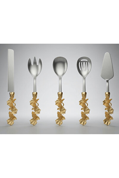 ONON Retro Altın/Gold 5 Parça Paslanmaz Çelik Servis Takımı