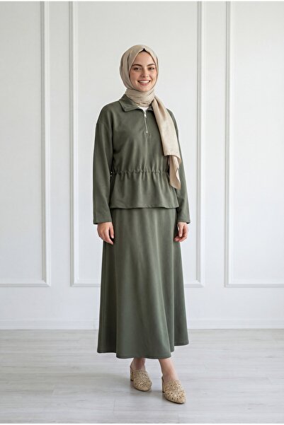 BENAHOLL Σετ Ilgaz με μισό φερμουάρ και φούστα με σούρες στα πλαϊνά - MF1874 ...