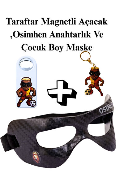 HERALDİS Osimhen Maskesi Lastikli Karbon Desen Çocuk Anahtarlık Ve Magnetli A...
