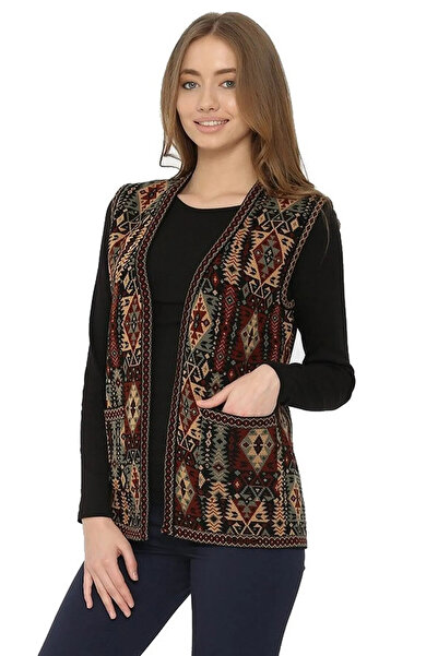 Mutlu City Ethnic Patterned Mother Vest - Classic Knitwear, Kilim Knit 1052