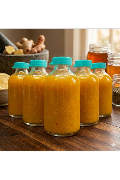 junibeliw 6 قطع من زجاجات الزنجبيل الزجاجية المقاومة للتسرب، زجاجة ديتوكس زرق...