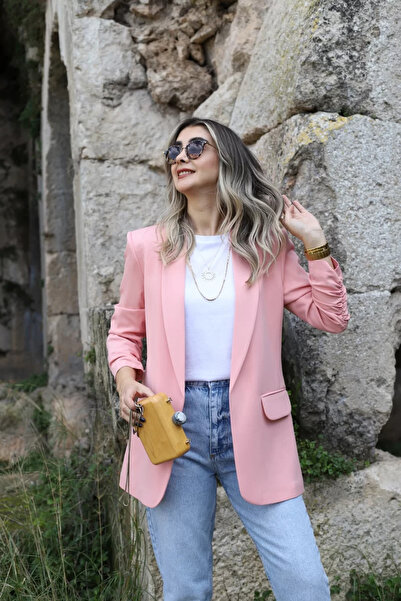 bytugcekaya Powder Sleeve Gather Detail Blazer