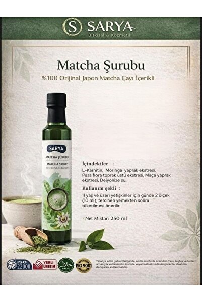 SARYA Matcha Şurubu Matcha Detox