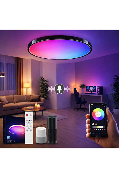 TnsAround Lampă de tavan inteligentă cu LED, control prin aplicație/comandă v...