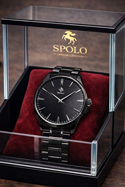 S.POLO Yeni Sezon Siyah Renk Metal Kordon Erkek Kol Saati Bileklik Hediyeli B...
