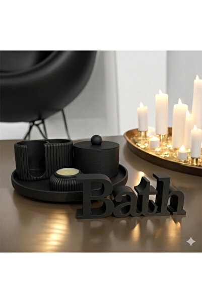 Home مجموعة ديكور الحمام المكونة من خمس قطع، تتضمن: علبة حمام قطنية، شمعة، صن...