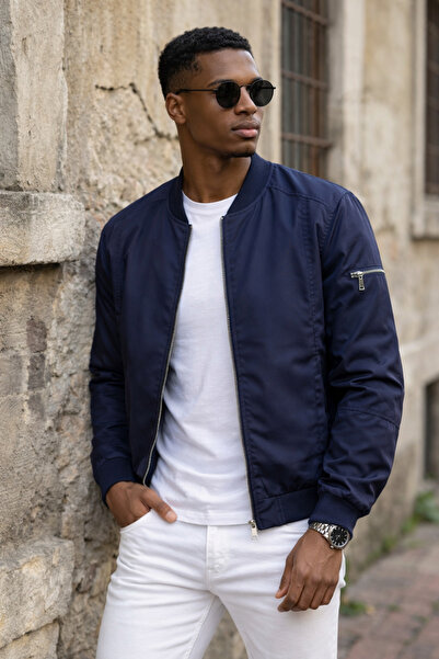 İLKCET MODA Μπουφάν Unisex Premium Navy Blue Regular Bomber