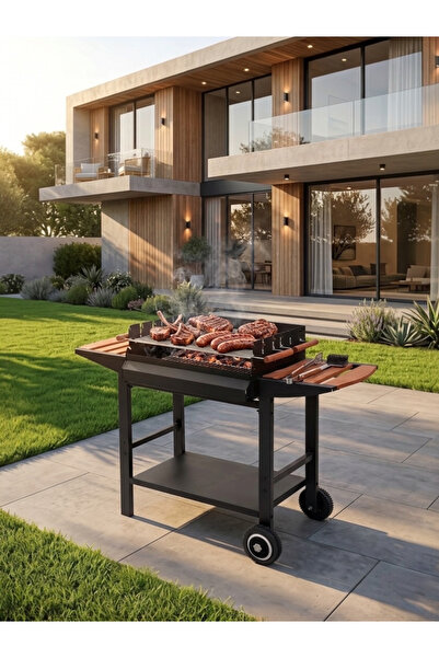 Genel Markalar Gouette Trolley Kömürlü Açık Mangal Barbekü Çift Izgaralı Teke...