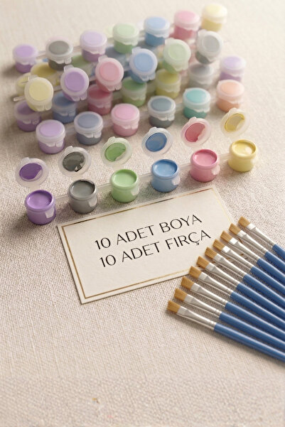 NEON PLUS Chalky Akrilik Boya 10 Adet (3ml) 6 Renk ve 10 Adet Fırça