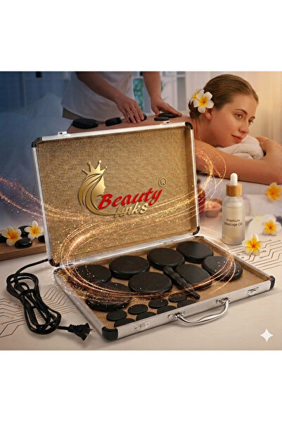 beauty links مجموعة أحجار تدليك من البازلت الطبيعي مع قلم تدليك الأنسجة العمي...