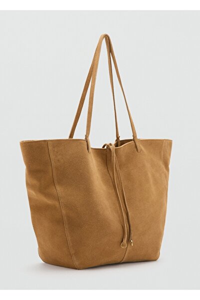 MANGO Woman Süet deri shopper çanta