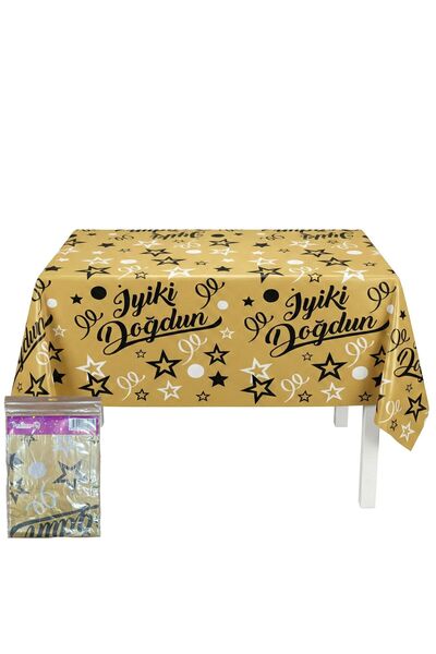 CAVAŞ sun hat Zlatna boja Srećan rođendan stolnjak 120x180cm za odrasle