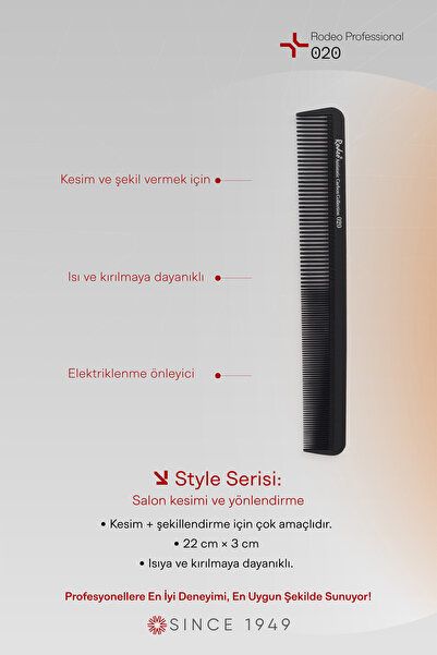 RODEO 020 مشط كربون مضاد للكهرباء الساكنة