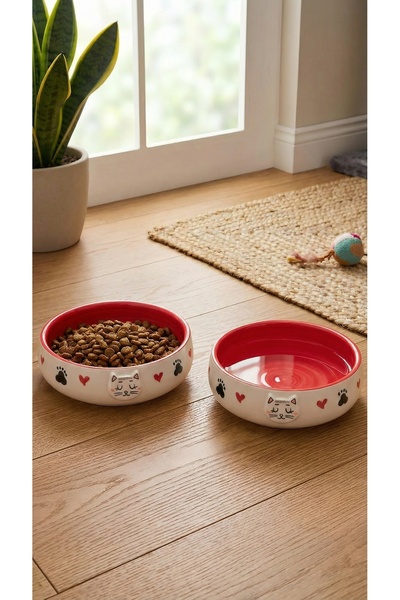 Pawicci Kedi & Köpek, Evcil Hayvan Mama ve Su Kabı-2'li Kabartma desenli Set,...