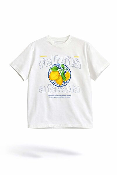 5in1Canpolat تي شيرت أبيض مطبوع عليه ليمون