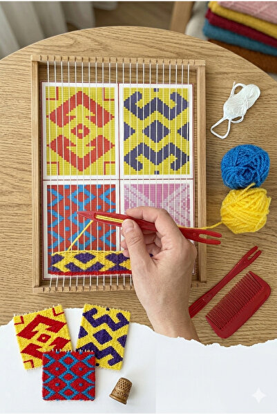 HOBBYRONS Ahşap Halı Dokuma, Dokuma Tezgahı Seti, Kasnak