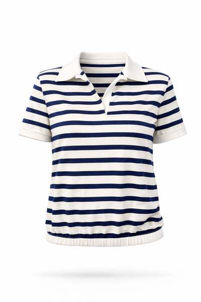 5in1Canpolat Μπλουζάκι με γιακά πόλο σε μπλε ναυτικό χρώμα με ρίγες 0005