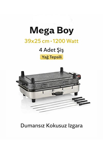 TANER Mega Boy Elektrikli Izgara Mangal Barbekü 39x11x25cm