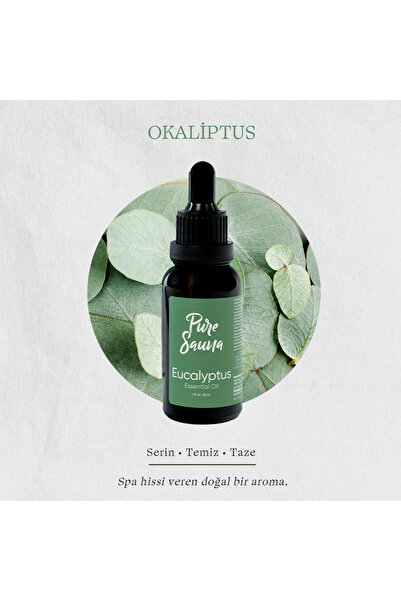 Pure Sauna Saf Okaliptüs Uçucu Yağı 30 ml - Eucalyptus Globulus - Buhurdanlık ve Difüzör Kokusu