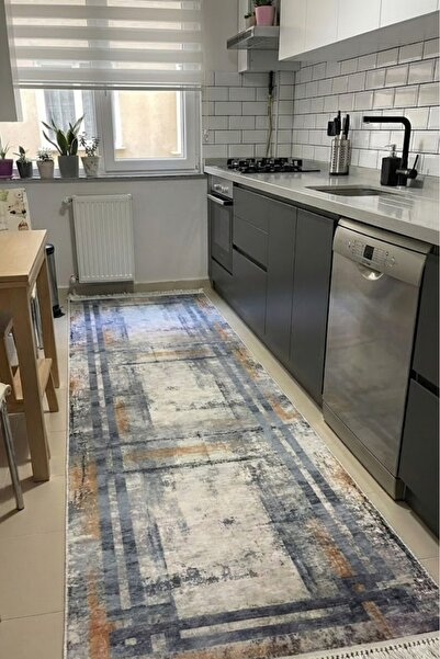 VOPTEKS Kahve Halı Mutfak Halısı Leke Tutmaz Makinede Yıkanabilir Kaymaz Taba...