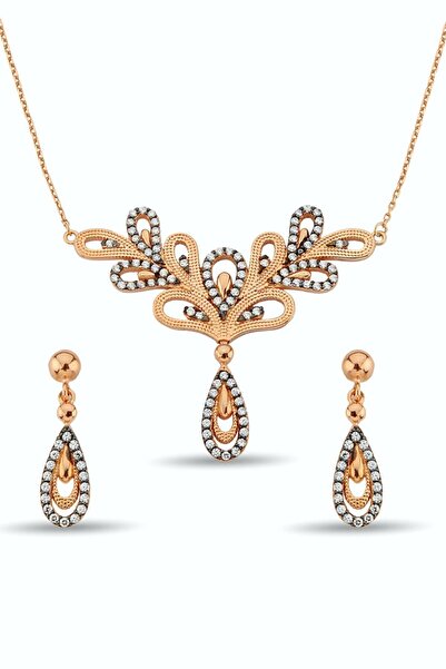 Argentum Concept 925 Ayar Gümüş Rose Çiçek Figürlü Tasarım Set - S010102