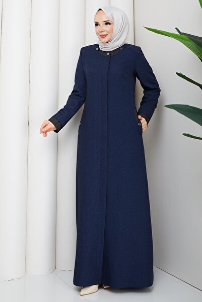Günay Karaca Mevsimlik Anne Büyük Beden Astarlı Pardesü Lacivert 2611