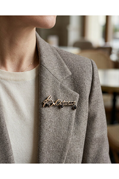 Dorvina Bronz Otantik Takı Aksesuar Atatürk İmzalı Yaka İğnesi Broş