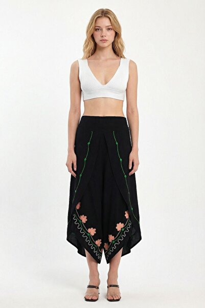 bacc Μαύρο Κεντημένο Παντελόνι Βισκόν D Υφαντό Σαλβάρ