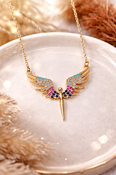 NAS fashion Kadın Gold Zirkon Taşlı Mikail Meleği Kolye