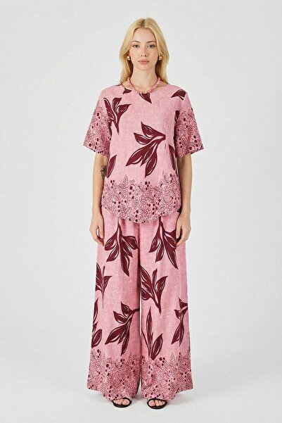 loia Γυναικεία μπλούζα με μοτίβο από φύλλα δαμασκηνιάς και λουλουδιών και φαρ...