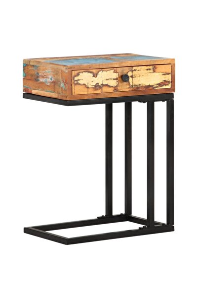 Concept Masă laterală formă U, 45 x 30 x 61 cm, lemn masiv reciclat