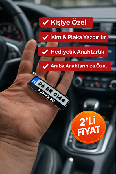 formix3d 2’li Kişiye Özel Plaka Anahtarlık – 3D Baskı İsimli Araba Anahtarlığ...