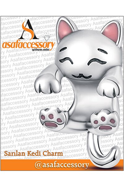 Genel Markalar Sarılan Kedi Charm | GÜMÜŞ KAPLAMA ASAFACCESSORY