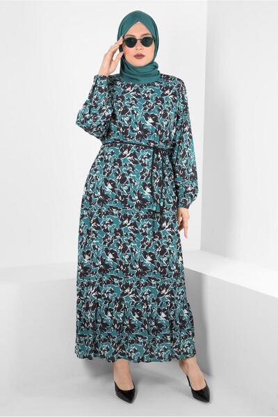 Alvina فستان كريب مجعد منقوش 20380