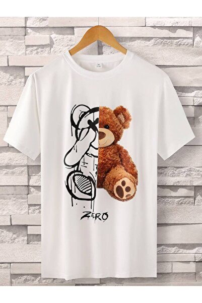 CLASSY.MODA Υπερμεγέθη λευκό μπλουζάκι unisex με στάμπα, άνετη εφαρμογή, καθη...