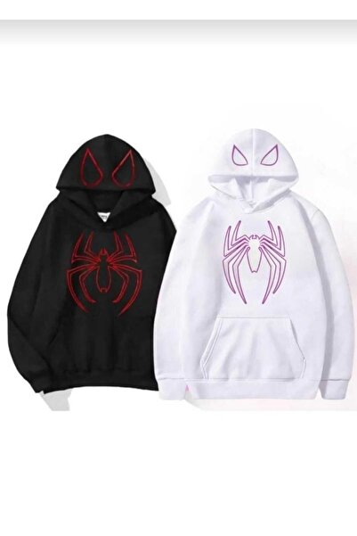 ZEMLİYA Örümcek Baskılı Sevgili Çift Kombini Kapüşonlu Sweatshirt & Hodie