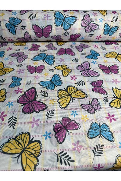 oskatekstil Raşel Kumaş Kelebek Çiçek Desenli 160 cm En Metre İşi Ev Tekstil ...