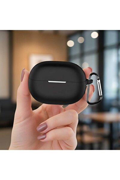 Huawei حافظة فري بودز برو 5 من السيليكون غير اللامع باللون الأسود مع حزام تعليق