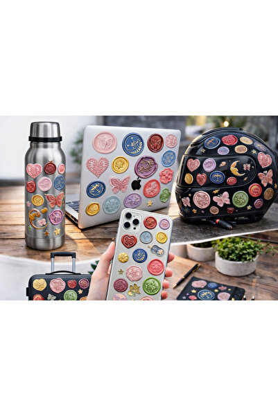 Limitless Design مجموعة ملصقات شمعية ملونة - مجموعة ملصقات عتيقة وجمالية (فرا...