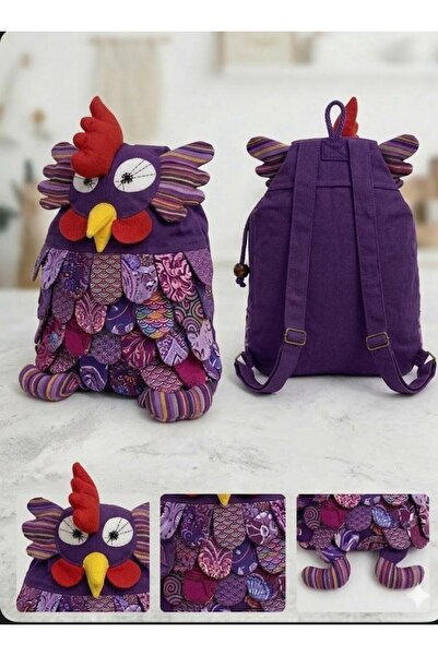 HÜCO BAZAAR Otantik Bohem Patchwork Baykuş Desenli Şık Bez Çanta