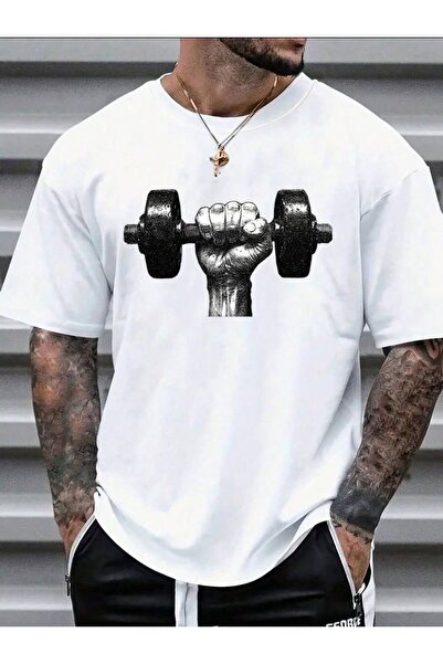 CLASSY.MODA Υπερμεγέθη λευκό μπλουζάκι unisex με στάμπα, άνετη εφαρμογή, καθη...