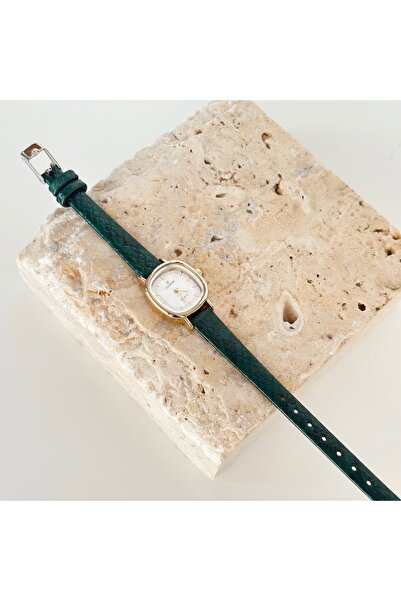 Vesce Atelier Phire Gold Leather Green Cord Watch