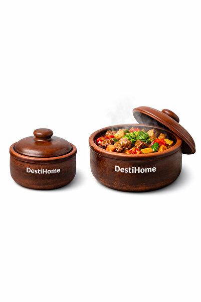 DestiHome Doğal Toprak Güveç Küçük ve Orta Boy – 2'Li Set