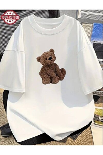 CLASSY.MODA Υπερμεγέθη λευκό μπλουζάκι unisex με στάμπα, άνετη εφαρμογή, καθη...