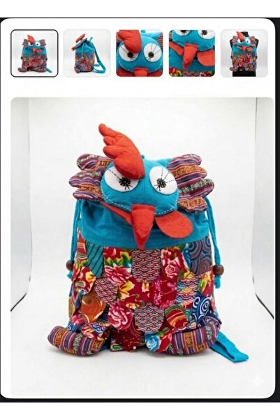 HÜCO BAZAAR Otantik Bohem Patchwork Baykuş Desenli Şık Bez Çanta