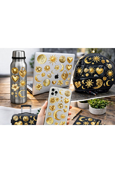 Limitless Design مجموعة ملصقات ذهبية ذات طابع جمالي - ملصقات ديكور عتيقة وفاخ...