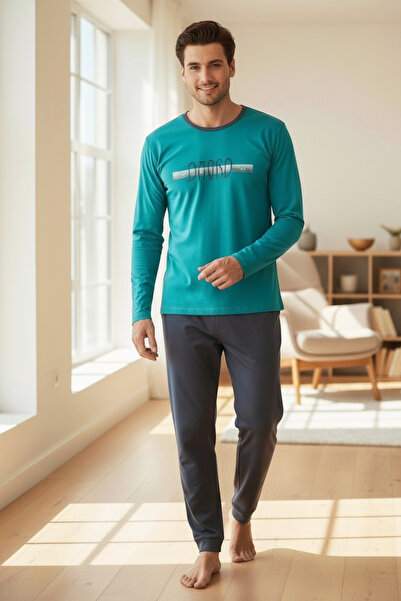 Star Fashion Men's pajamas 100% Cotton, long-sleeved blouse and long pants