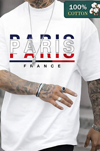 CLASSY.MODA Oversized White Unisex T-Shirt Printed Relaxed Fit Casual Stylish...