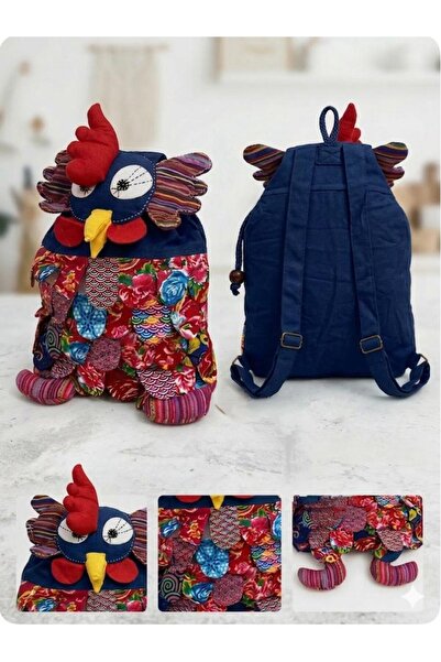 HÜCO BAZAAR Otantik Bohem Patchwork Baykuş Desenli Şık Bez Çanta